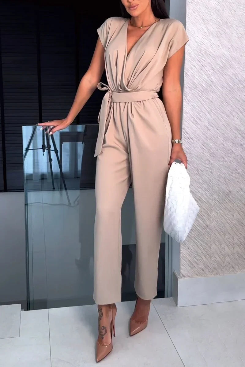 MARYANA - JUMPSUIT MANICHE CORTE CON SCOLLO A V