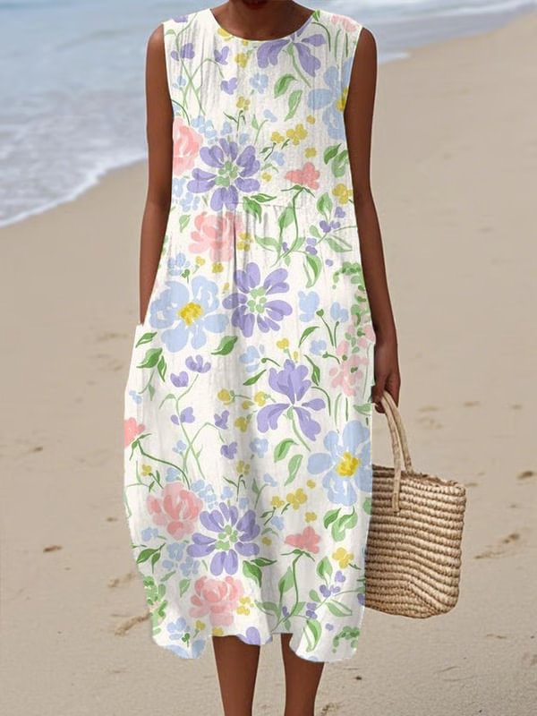 Abito Lino Stampato "Estetica Vacanza" 