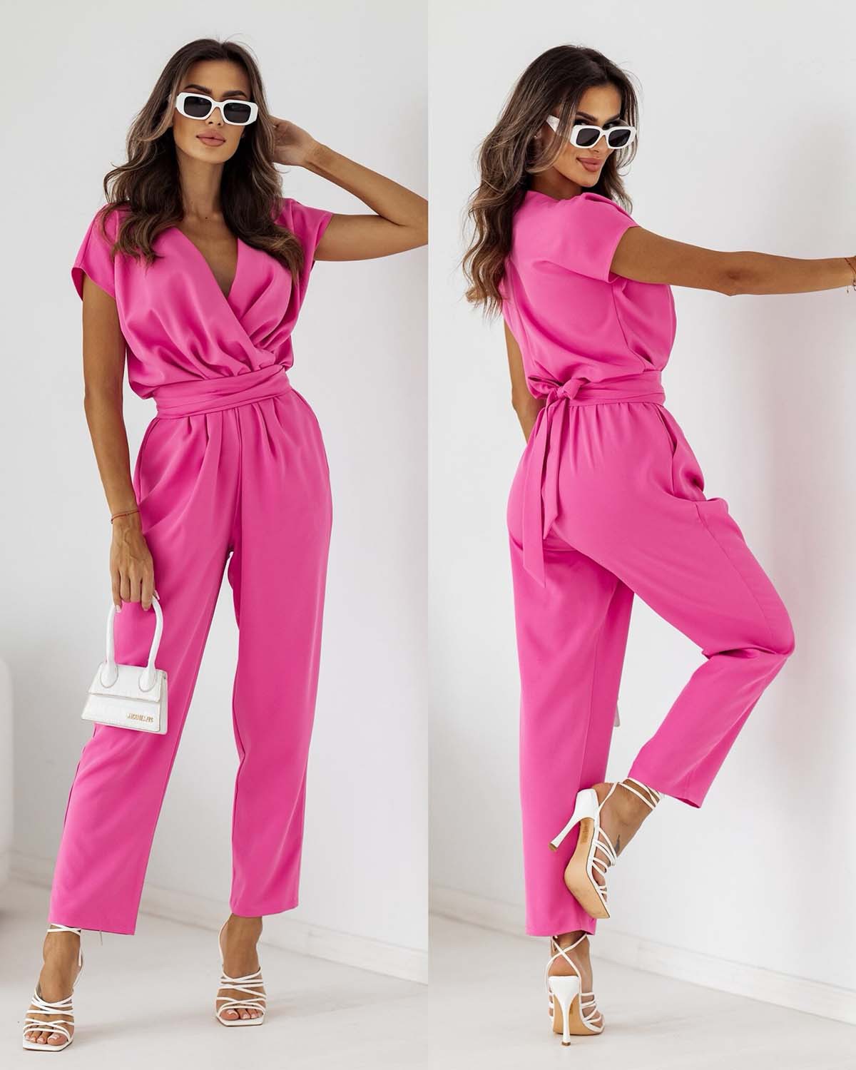 MARYANA - JUMPSUIT MANICHE CORTE CON SCOLLO A V