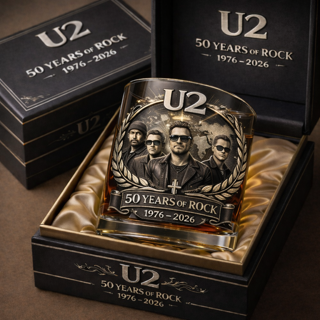 U2 50 Years of Rock Commemorative Whiskey Glass