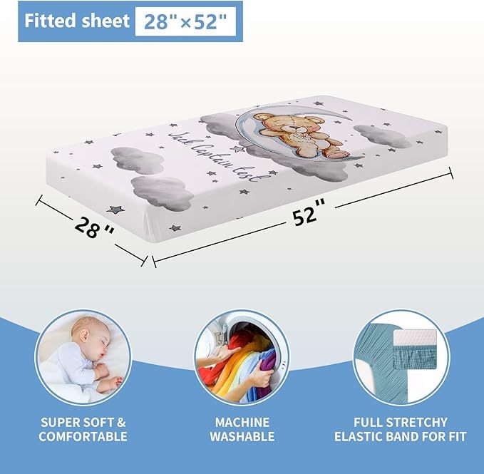 Personalized Crib Bedding Set for Baby, 3 Pcs Double Layer Custom Name Crib Set