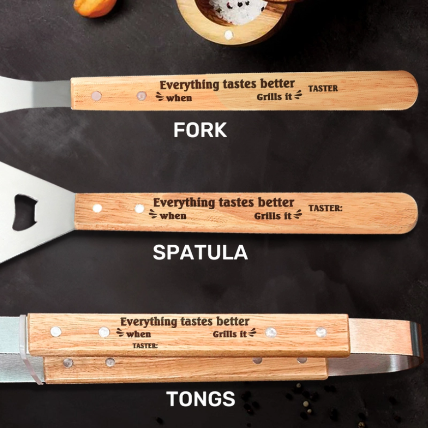 Everything Tastes Better When Daddy Grills It - Personalized BBQ Spatu