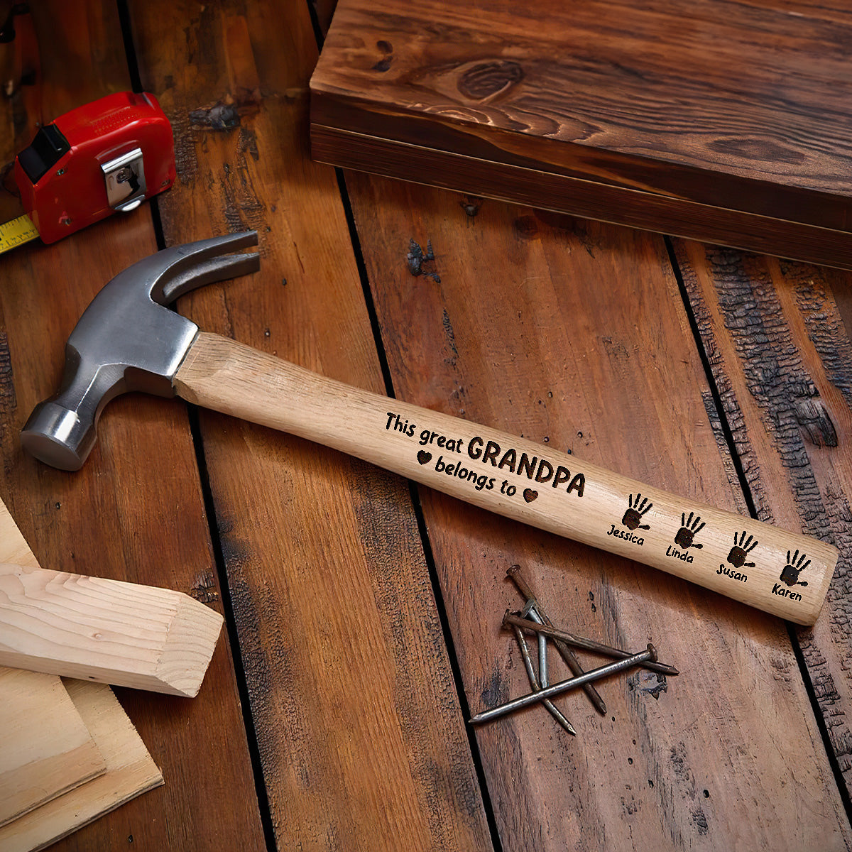 This Grandpa Belongs To - Personalized Wooden Hammer