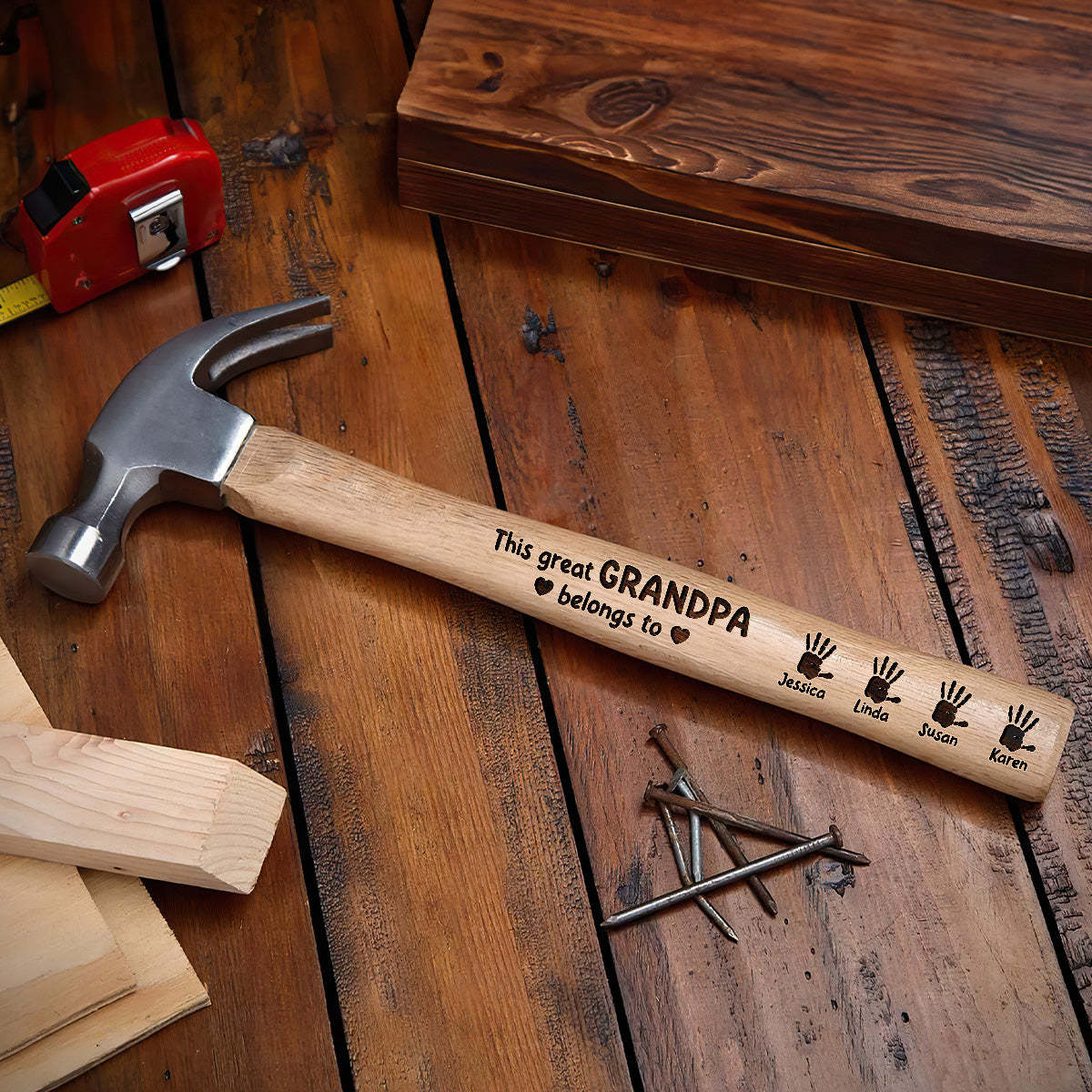 This Grandpa Belongs To - Personalized Wooden Hammer