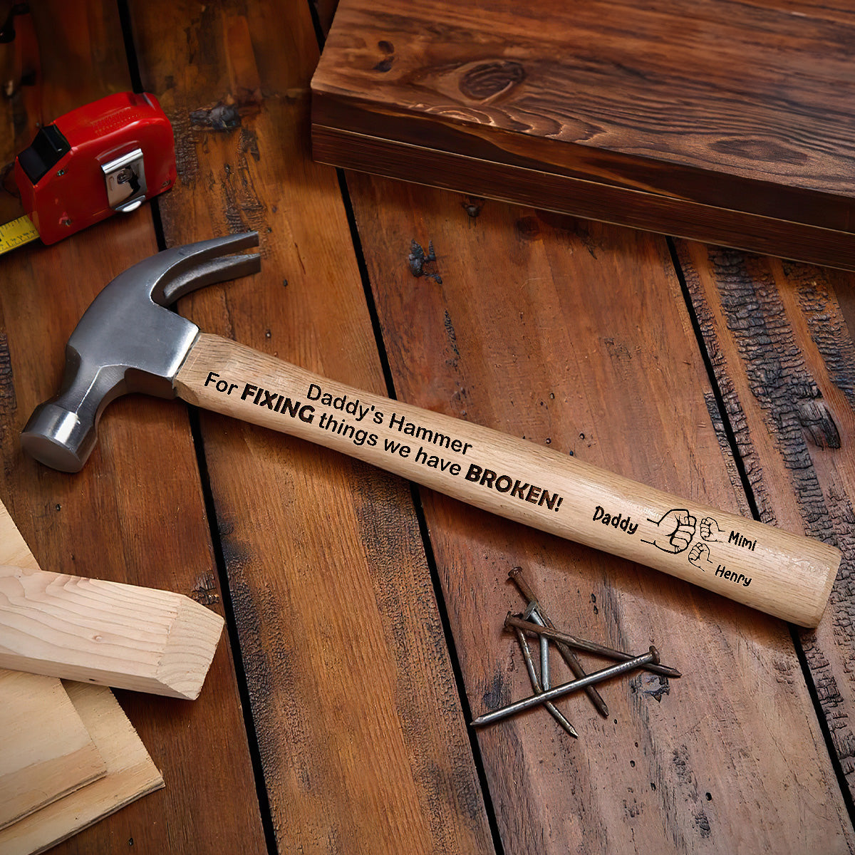 Daddy's Hammer For Fixing Things We Broke - Personalized Wooden Hammer