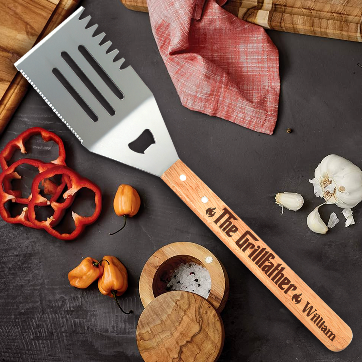 The Grill Father - Personalized BBQ Spatula Or Tool set