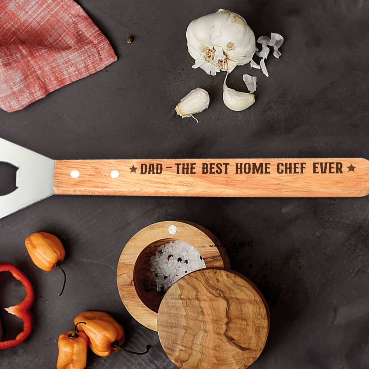 Dad The Best Home Chef Ever - Personalized BBQ Spatula Or Tool set