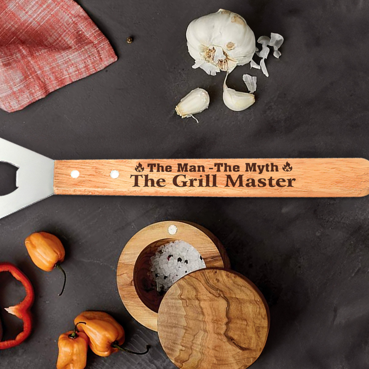 The Man The Myth The Grill Master - Personalized BBQ Spatula Or Tool set