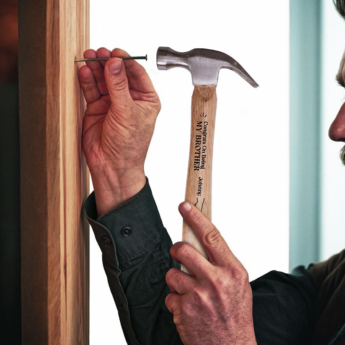 Congrats On Being My Brother You Lucky Bastard - Personalized Wooden Hammer