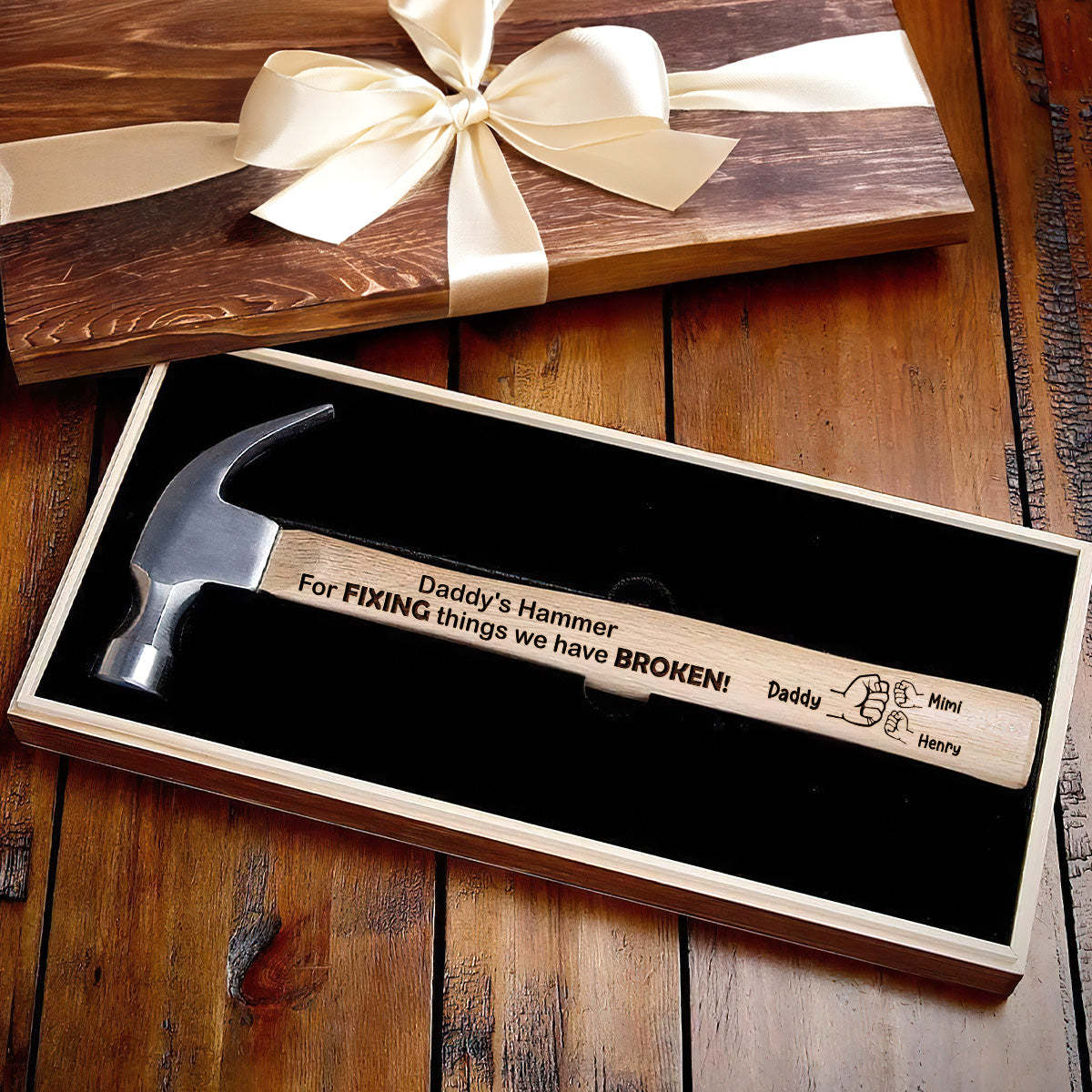 Daddy's Hammer For Fixing Things We Broke - Personalized Wooden Hammer