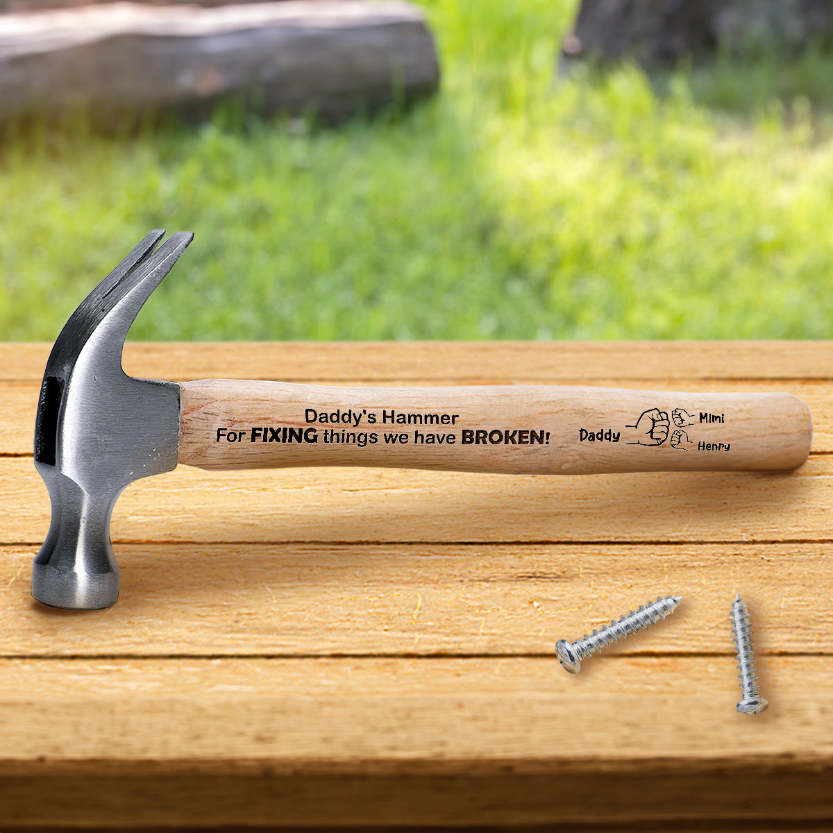 Daddy's Hammer For Fixing Things We Broke - Personalized Wooden Hammer