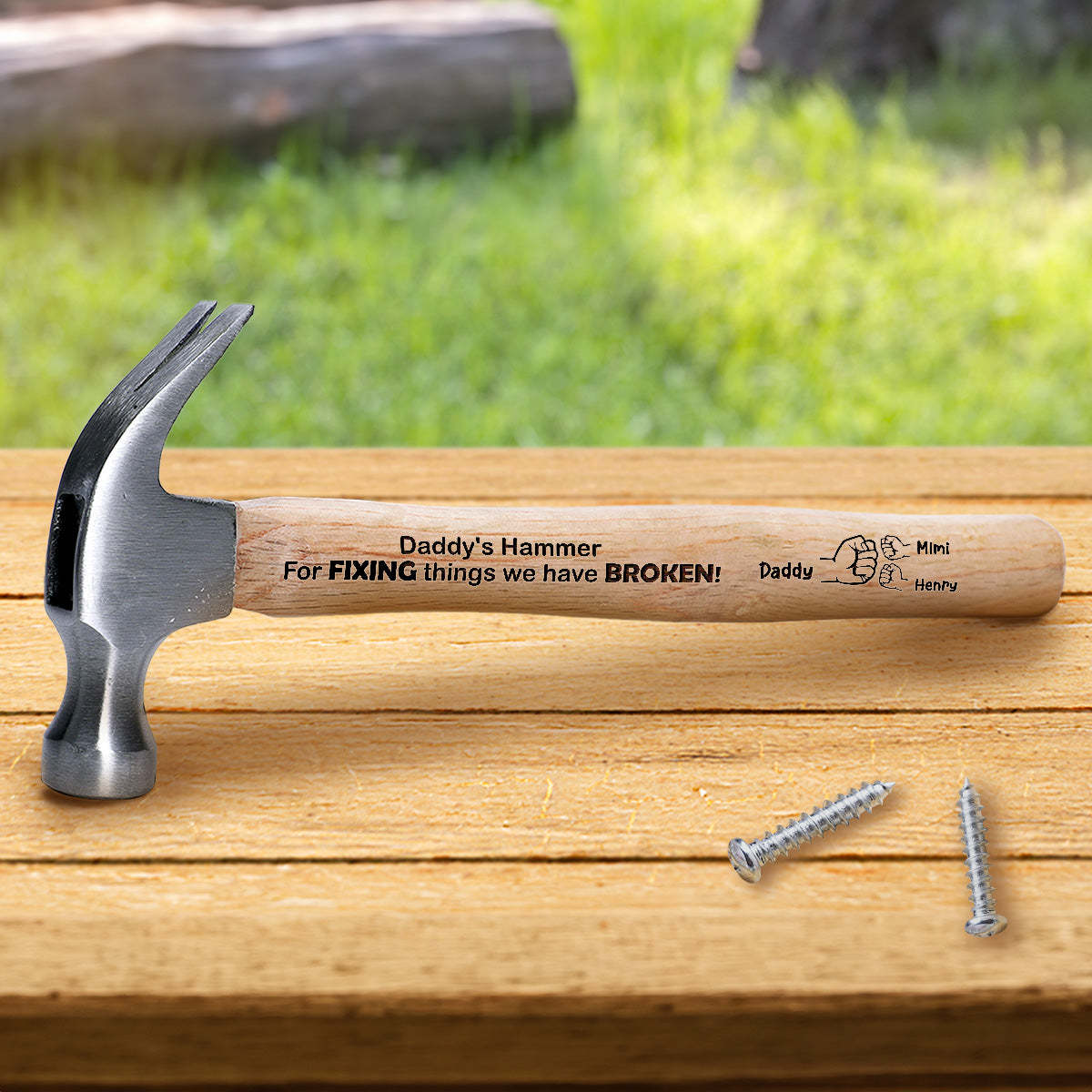 Daddy's Hammer For Fixing Things We Broke - Personalized Wooden Hammer