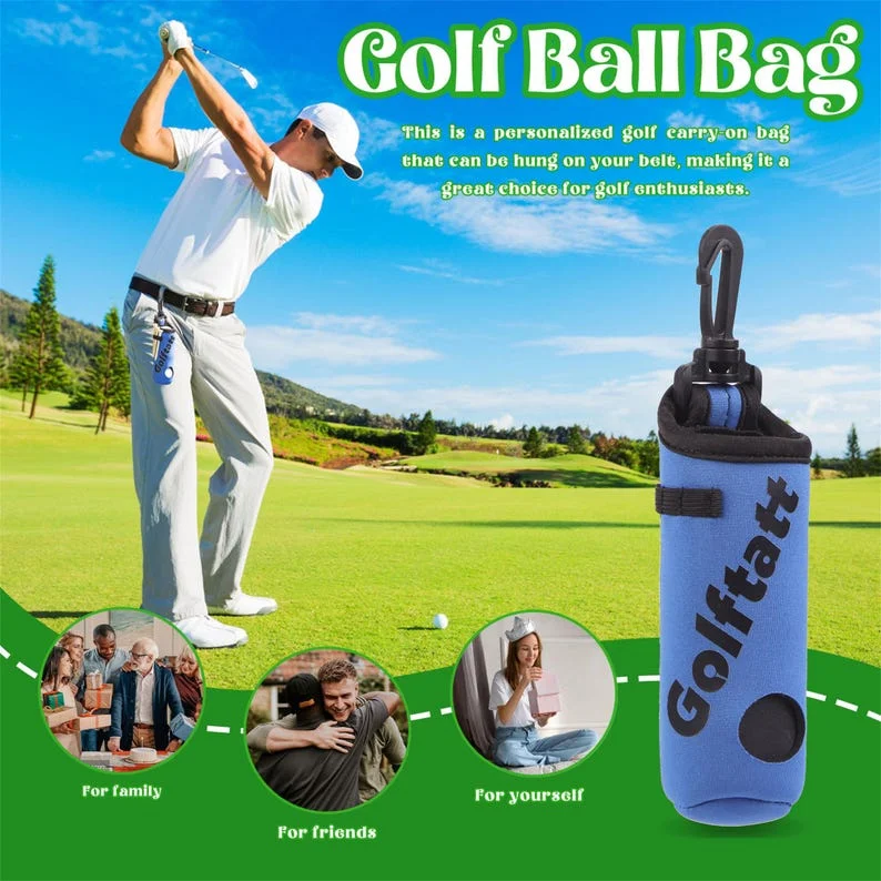 Personalized Golf Ball Bag, Stylish Pouch for Golf Balls, Golf Gifts for Him, Fathers Day Gift, Gift for Golf Lovers