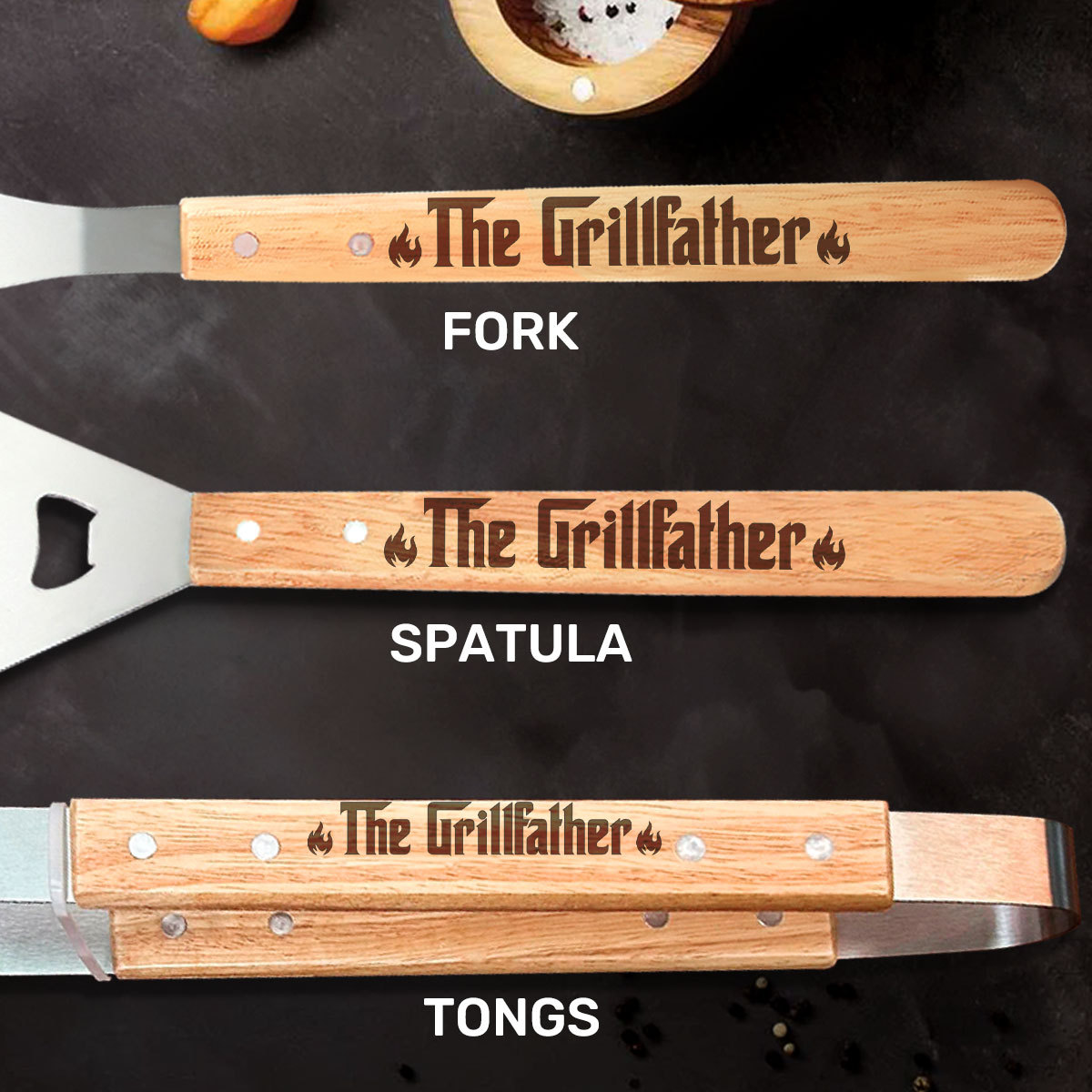 The Grill Father - Personalized BBQ Spatula Or Tool set