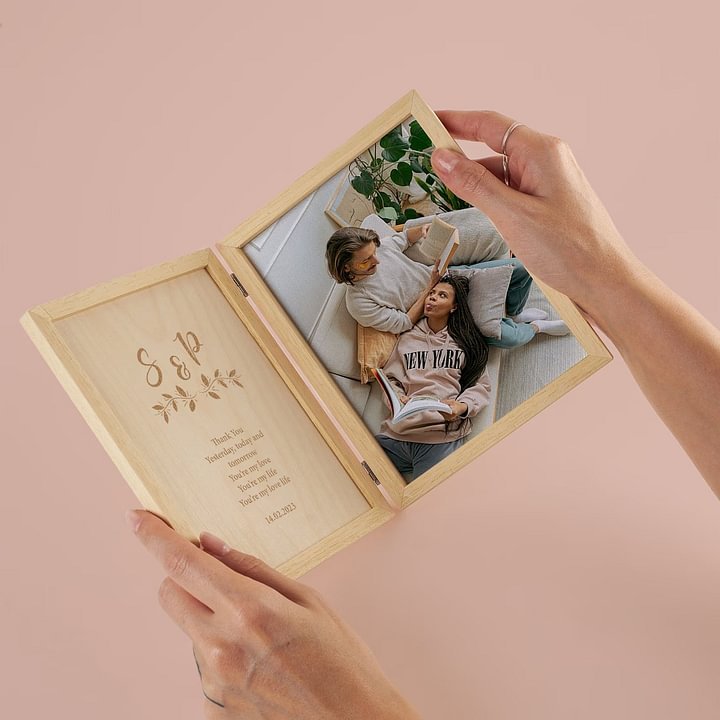Custom Wooden Photo Frame Gifts For Her, Personalized Keepsake Box