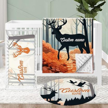 Personalized Crib Bedding Set for Baby, 3 Pcs Double Layer Custom Name Crib Set