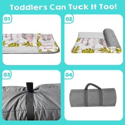 Custom Personalized Name Kids Nap Mat Baby Elephant Pattern