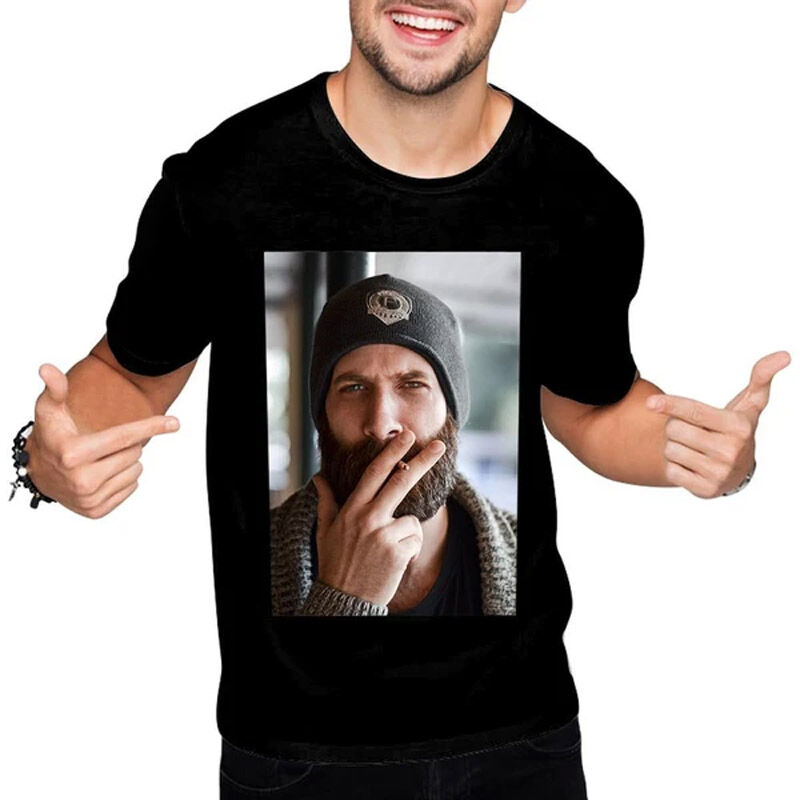 Custom Photo T-shirt Short Sleeve Cotton White