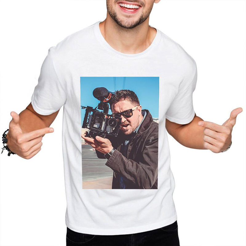 Custom Photo T-shirt Short Sleeve Cotton White