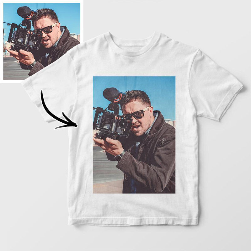 Custom Photo T-shirt Short Sleeve Cotton White