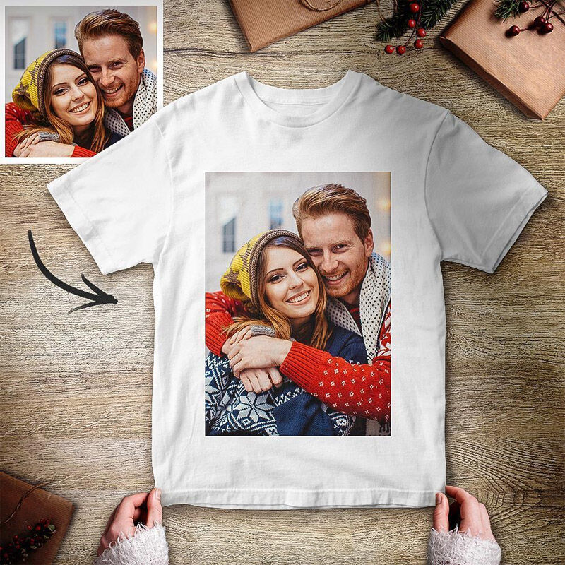 Custom Photo T-shirt Short Sleeve Cotton White