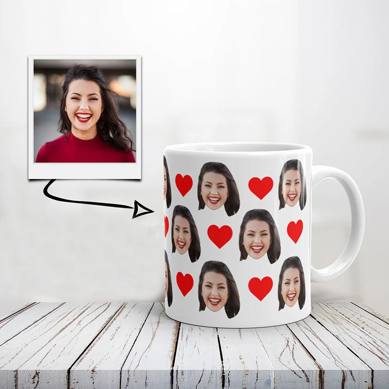 Personalized Face Heart Custom Photo Mug for Girlfriend