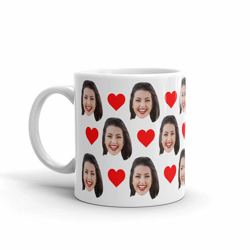 Personalized Face Heart Custom Photo Mug for Girlfriend