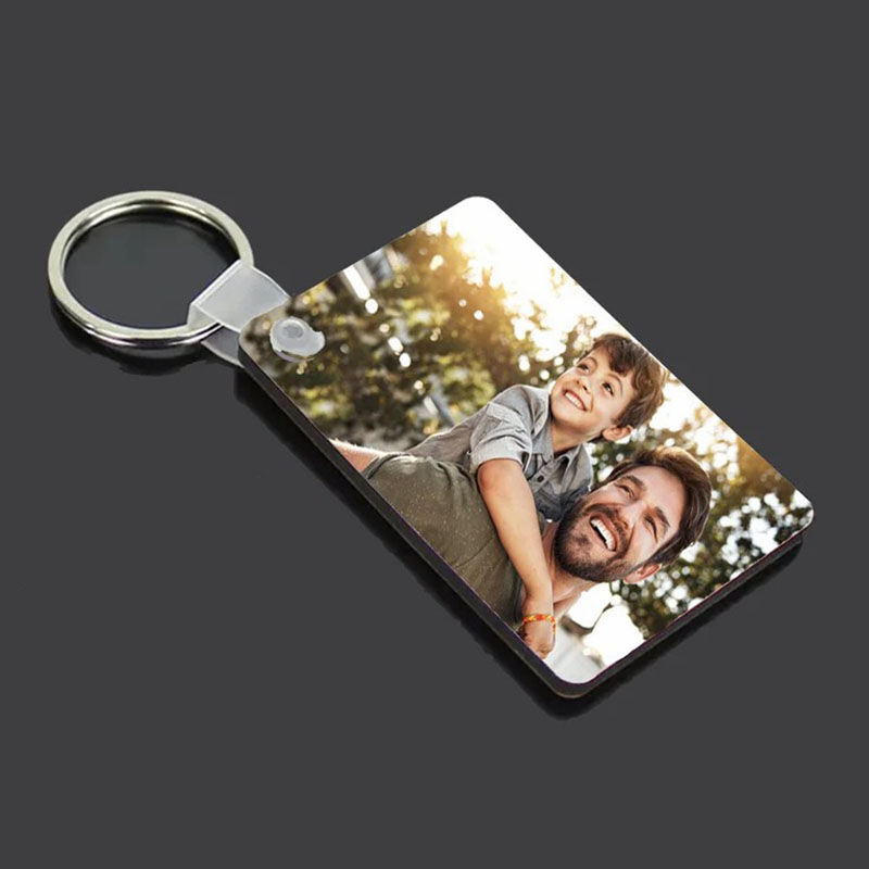 Personalized Photo Keychain with Back Engraving for Dad