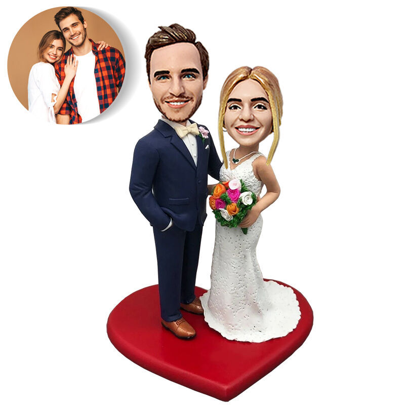 Custom Bobblehead Love Carpet Holding Wedding Dress Romantic Wedding Gift