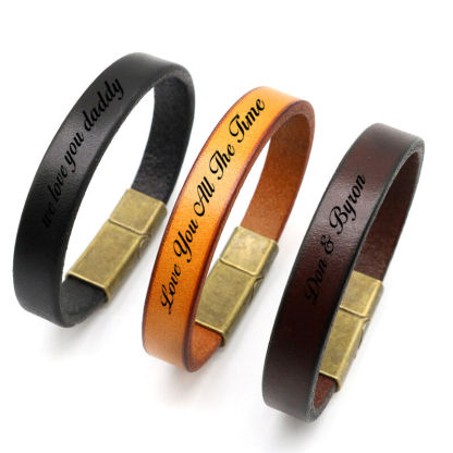 Personalized Leather Men's Bracelet With Custom Text