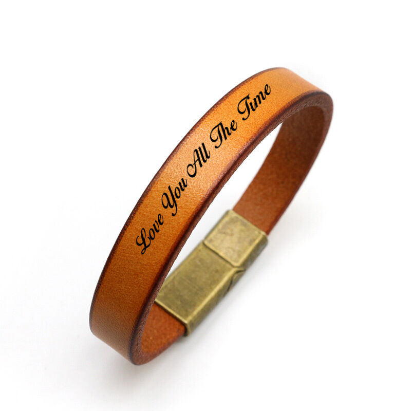 Personalized Leather Men's Bracelet With Custom Text