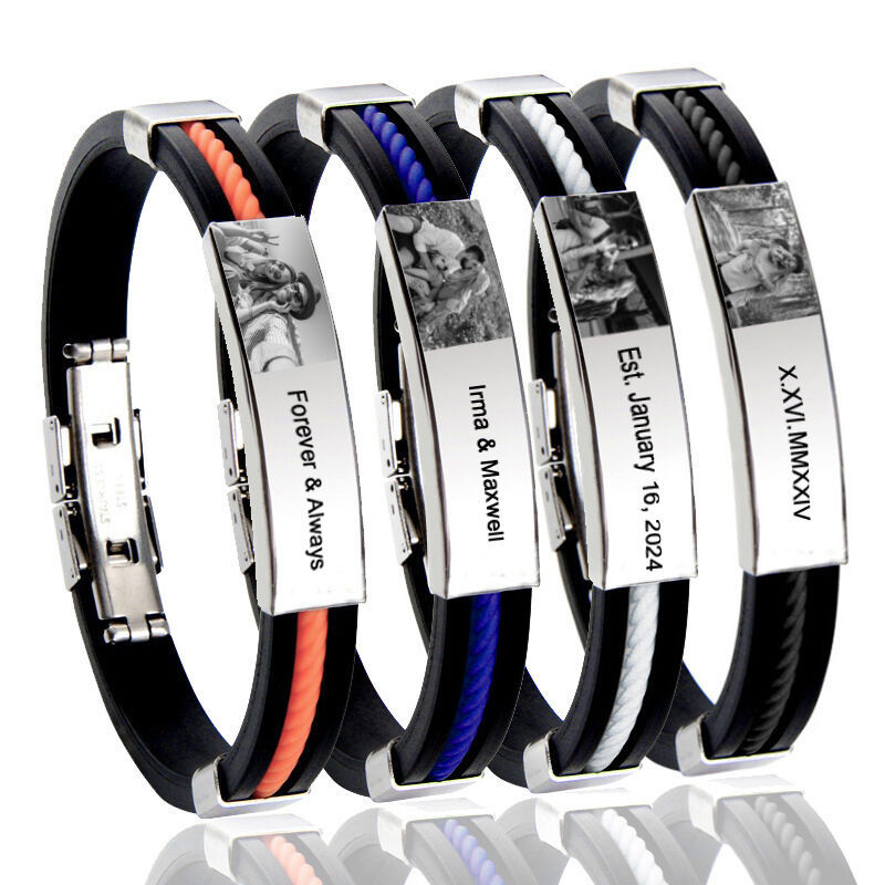 Personalized Men's Bracelet Custom Photo And Text Warm Gift