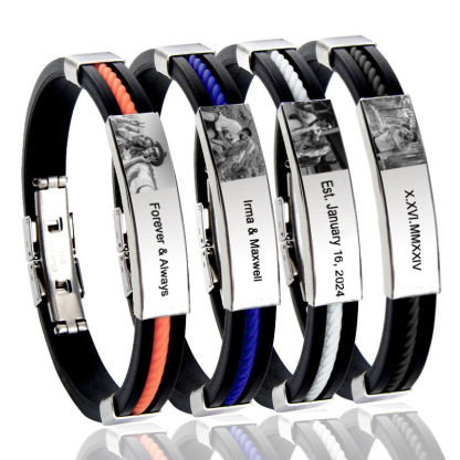 Personalized Men's Bracelet Custom Photo And Text Warm Gift