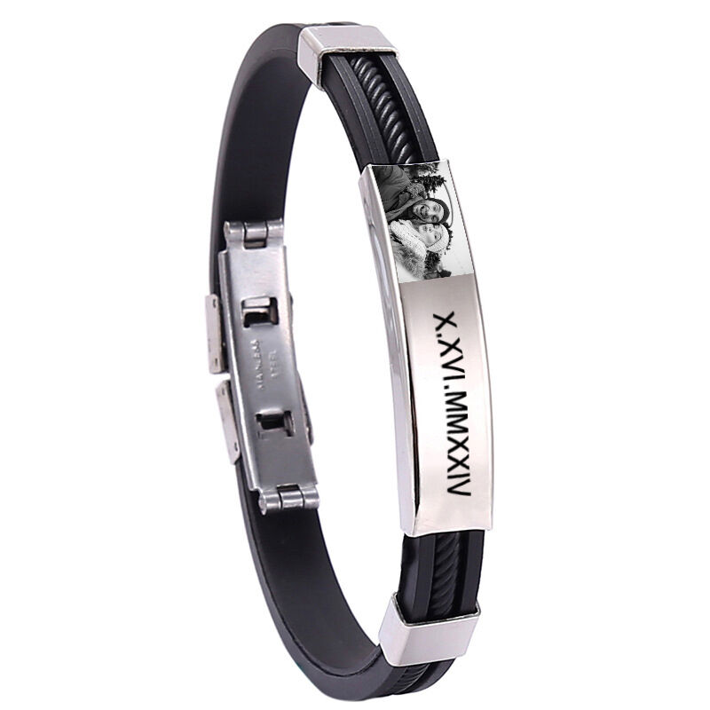 Personalized Men's Bracelet Custom Photo And Text Warm Gift