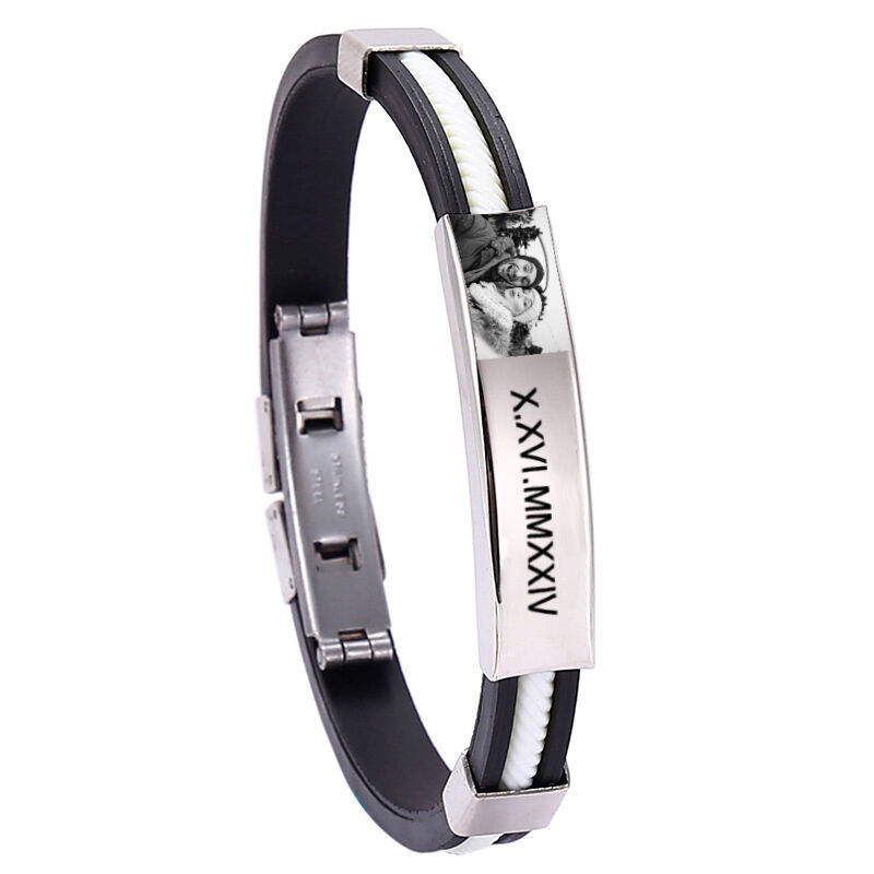 Personalized Men's Bracelet Custom Photo And Text Warm Gift