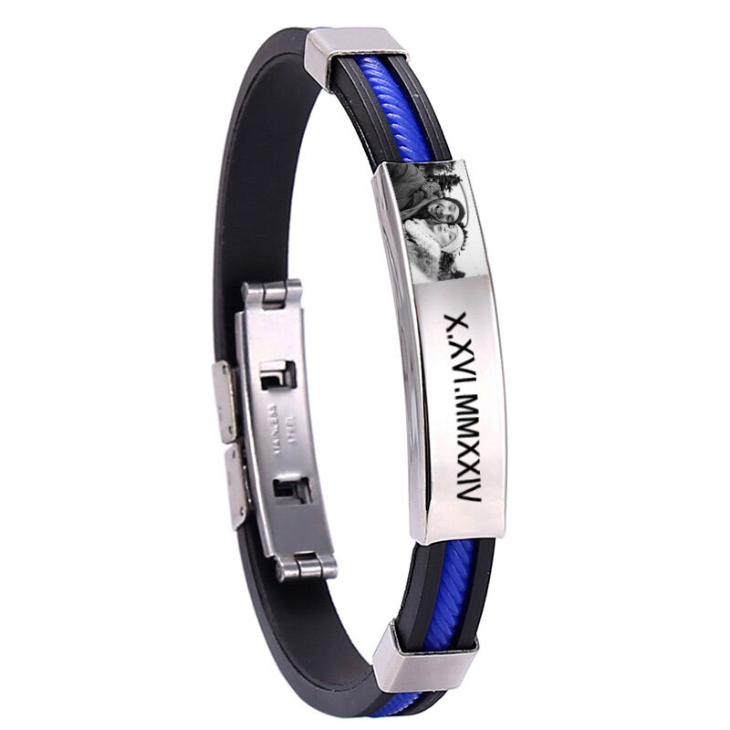Personalized Men's Bracelet Custom Photo And Text Warm Gift