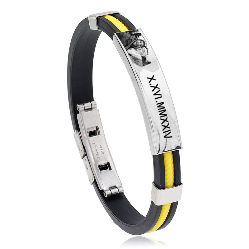 Personalized Men's Bracelet Custom Photo And Text Warm Gift