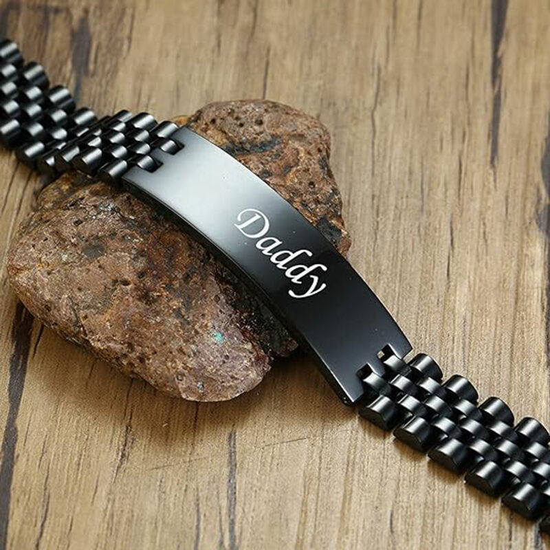 Personalized Men's Bracelet Custom Text Simple Father's Day Gift