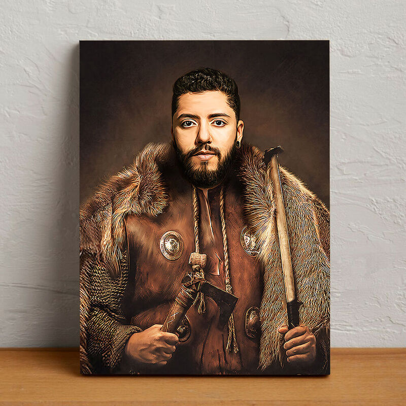 The Viking Custom Vintage Royal Portrait Based on Head Photo Great Gift for Him
