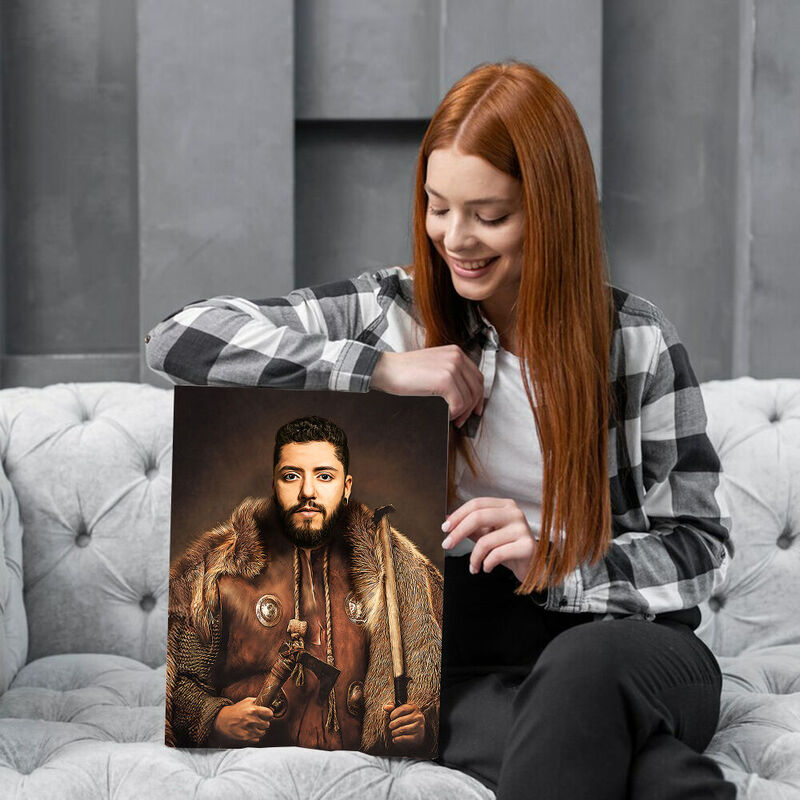 The Viking Custom Vintage Royal Portrait Based on Head Photo Great Gift for Him