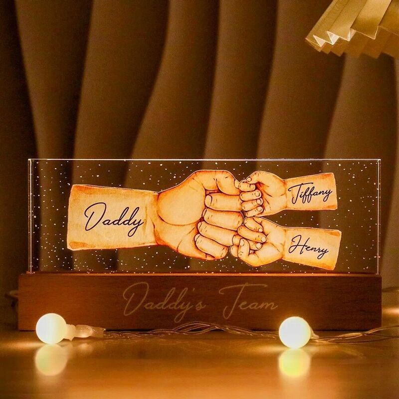 Personalized Acrylic Led Lights Customized Fist Quantity Father's Day Gift