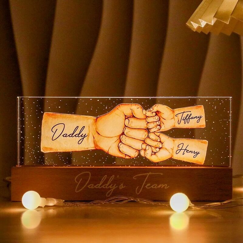 Personalized Acrylic Led Lights Customized Fist Quantity Father's Day Gift