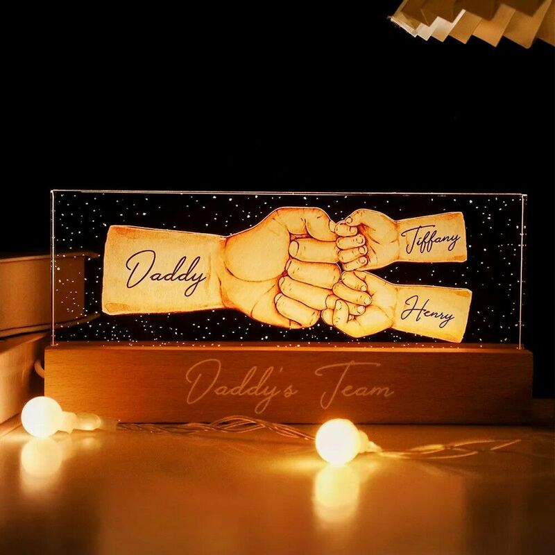 Personalized Acrylic Led Lights Customized Fist Quantity Father's Day Gift