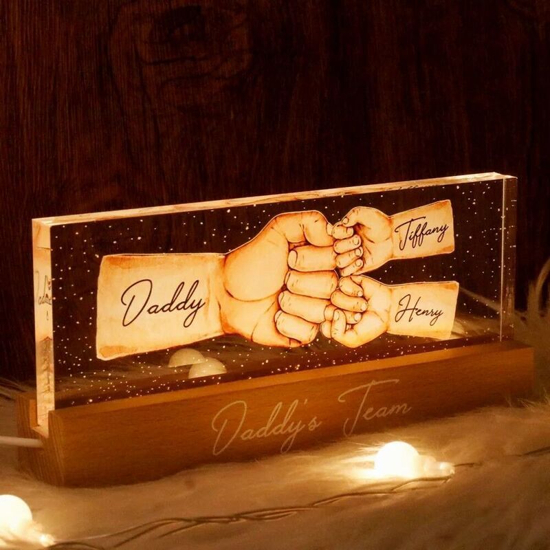 Personalized Acrylic Led Lights Customized Fist Quantity Father's Day Gift
