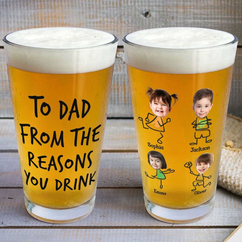 Personalized Beer Glass Customized Children's Style Father's Day Gift