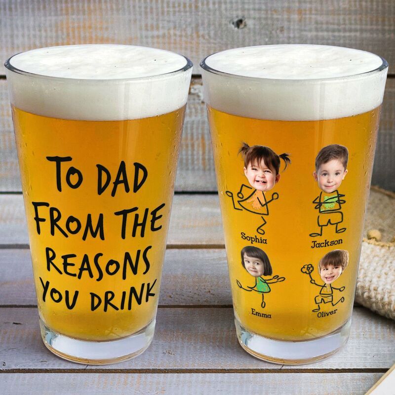 Personalized Beer Glass Customized Children's Style Father's Day Gift