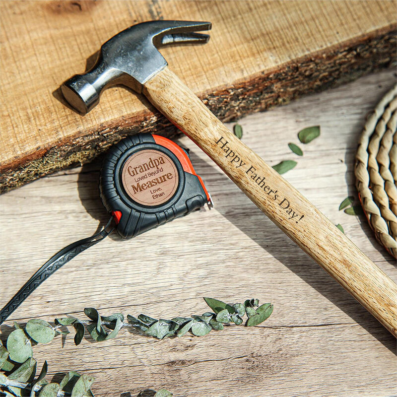 Personalized Tape Measure and Hammer Set as a Gift for the Elders