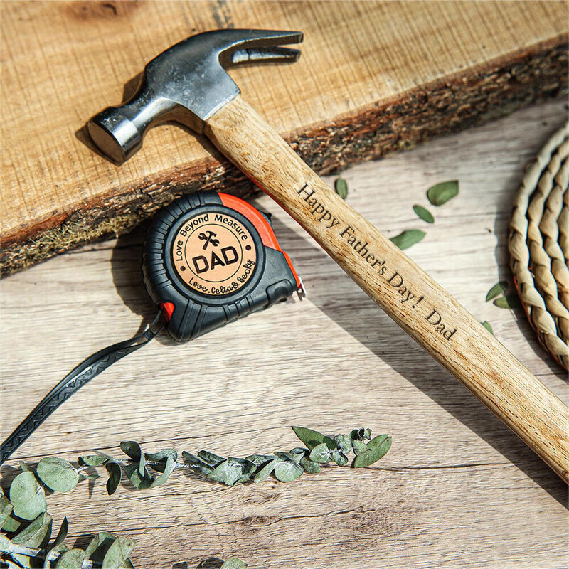 Personalized Tape Measure Hammer Set Best Gift For Father's Day
