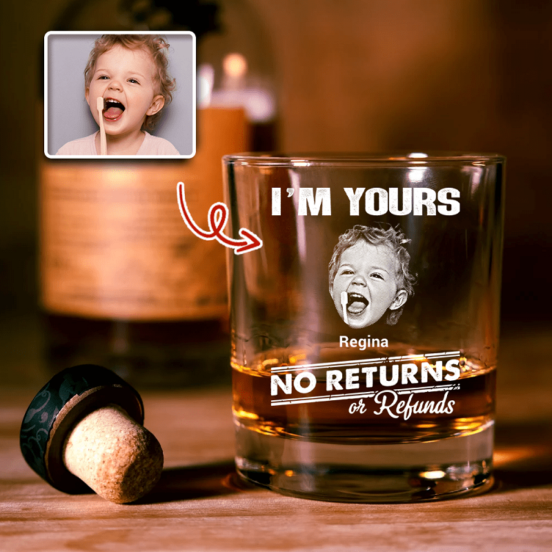 Personalized Whiskey Glass Custom Kid Photo No Returns Or Refunds Creative Father's Day Gift