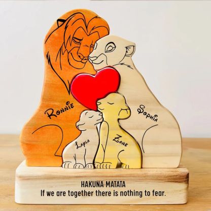 Personalized Wooden Lion Family Puzzle Fun Gift For Christmas
